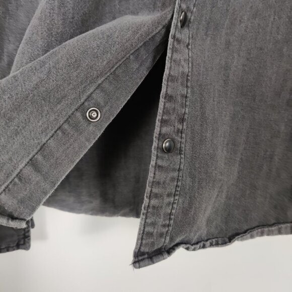 Zara Man's Button Down Jean Shirt in Dark Gray Size Medium Snap Button Western - Picture 4 of 11